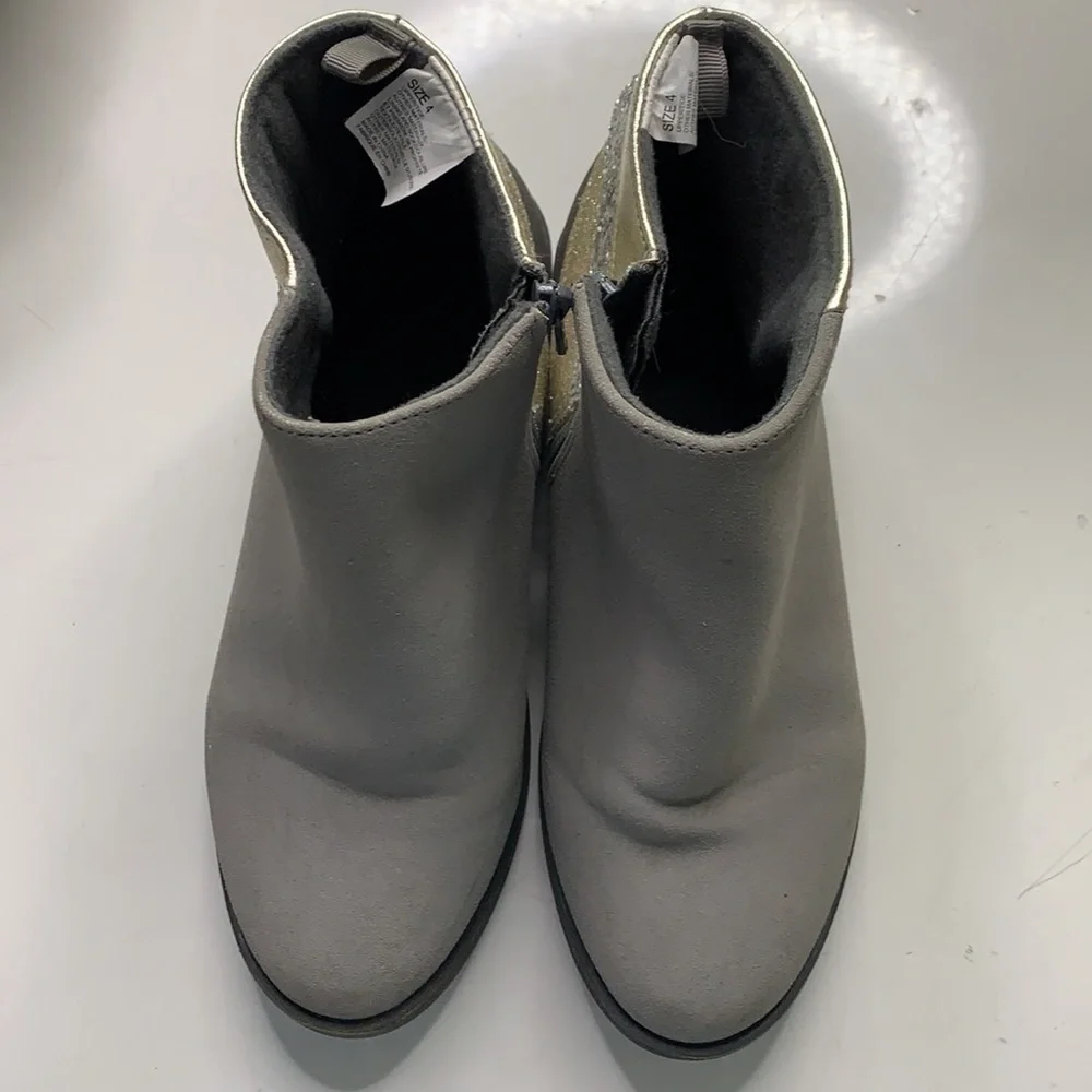 Gymboree steel grey glitter ankle boot Sz 4 girls fall winter shoes